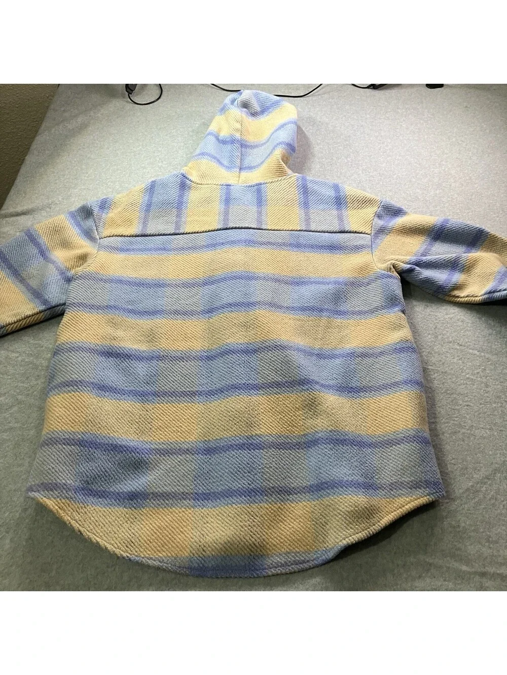 Wild Fable Button Snap Jacket/Shacket Women's Hooded Blue/Camel Plaid Size M